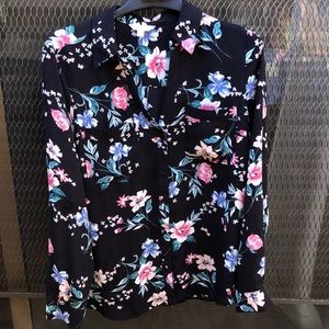 Women’s black blouse with flowers
